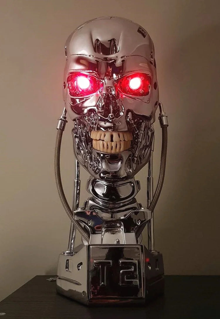 NEW 1:1 T800 T2 Skull Terminator Endoskeleton Lift-Size Bust action Figure Resin Replica Model Toy Collection gift LED EYE