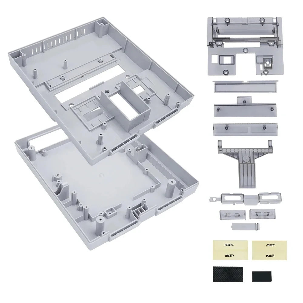 Bitfunx SNES Replacement Shell Transparent Case for Nintendo SNES SFC US Version Retro Gaming Consoles Translucent Black