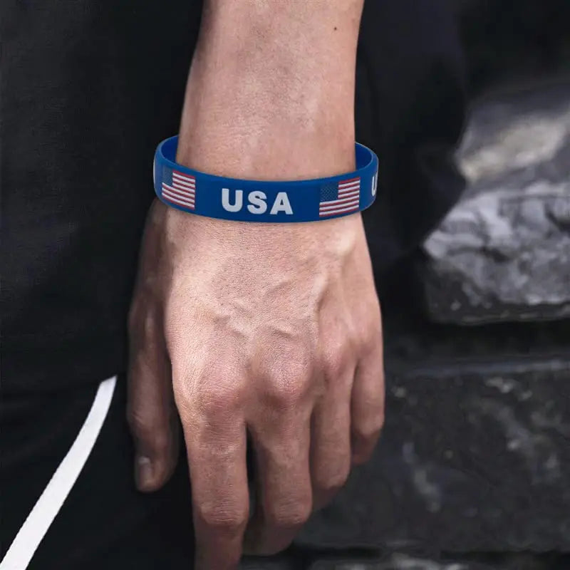 2er-Pack USA-Flaggenarmbänder für Damen und Herren, Sport-Silikonarmbänder, amerikanische Gummibänder, Armband-Accessoires, Geschenkideen