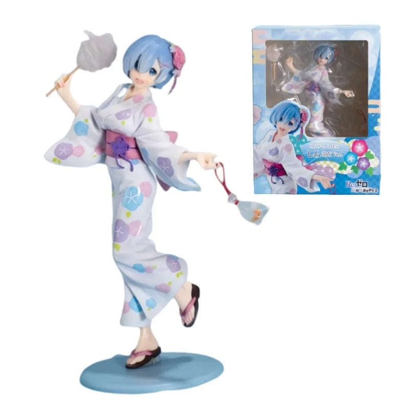 【Premium Version】23cm Re:Zero−Starting Life In Another World-Rem In Yukata(Summer Kimono)Anime Figure Model Desktop decoration