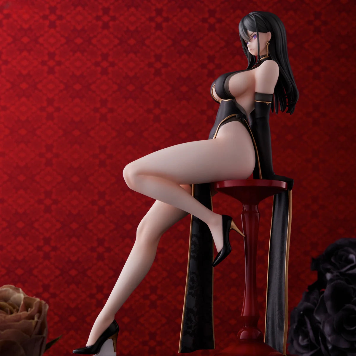 In Stock 100% Original UC Miss Black Cheongsam Model Beautiful Young Girl Anime Figure Model Toys Sexy Genuine Kawaii Adult Gift