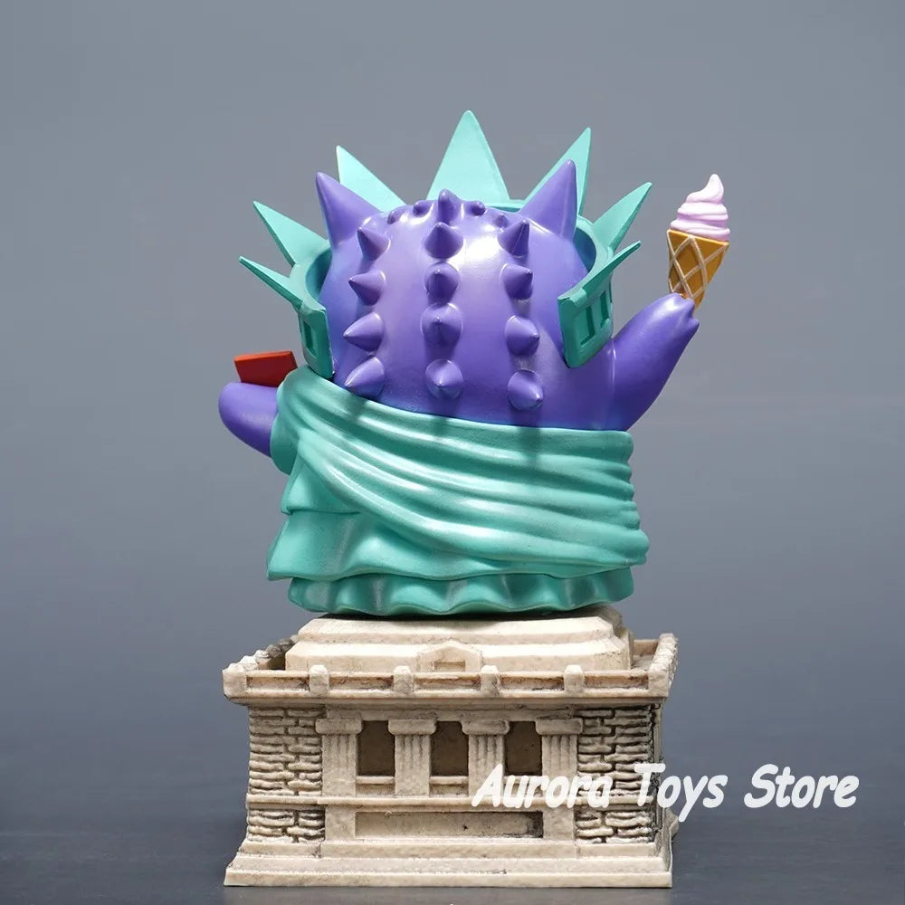 14cm/5.51in Anime Pokemon Figure Gengar Cosplay Lady Liberty Action Figures Pvc Statue Collectible Model Toys Gifts