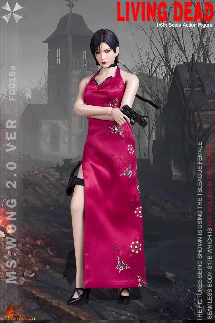 Hot Heart FD015 1/6 Scale Collectible Zombie Killer Spy Ms. Wong Cheongsam Style 12in Action Figure Full Set Model for Fans Gift