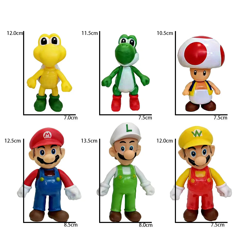 NEW in stock 12CM 12pcs Q Posket Mario SuperMario Dinosaur Doll Handmade Models Cake Decorations Action Figure Gifts for kids