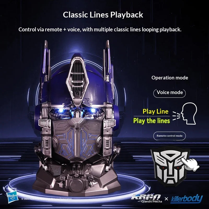 KBGO Transformers Optimus Prime Wearable Helmet - Voice-Controlled with Light-Up LED Eyes & Movable Mask, Collectible Armor Prop