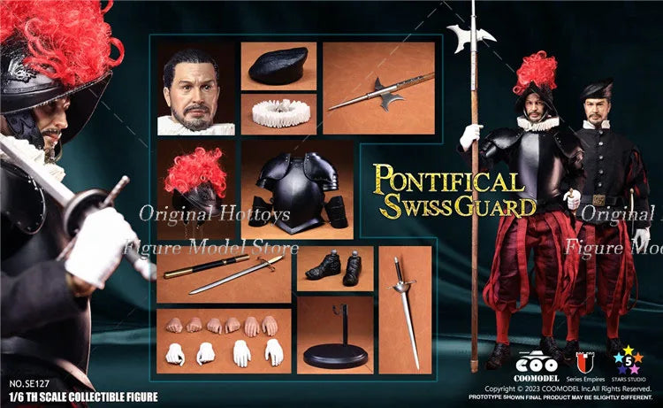 COOMODEL SE126/SE128 SE129 1/6 Scale Male Soldier Imperial Series Swiss Papal Guard Full Set 12-inch Action Figure Model