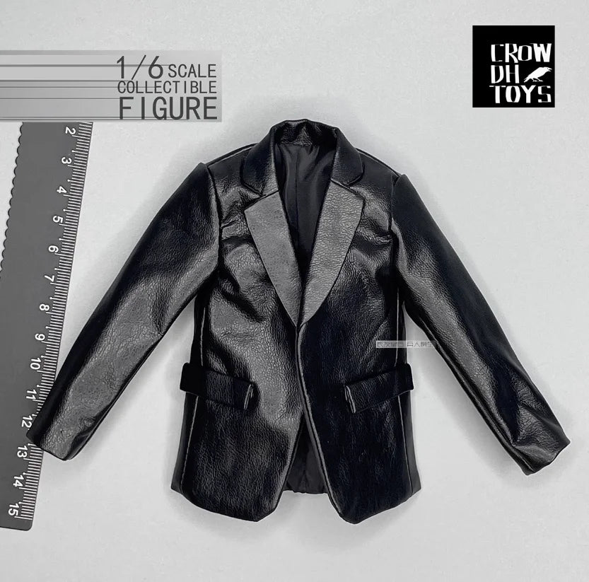 New Arrival 1/6th Fashion Trendy Black Leather Coat Tops No Body For Usual 12inch Slim Body Action Collectable