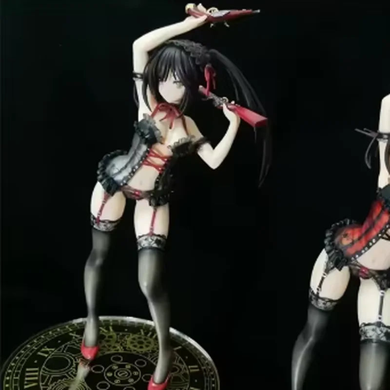 2025 New Date A Live Ii Kurumi Tokisaki Black Lingerie Ver H24cm 1/7 Figure Anime Model Toys Collection Gifts