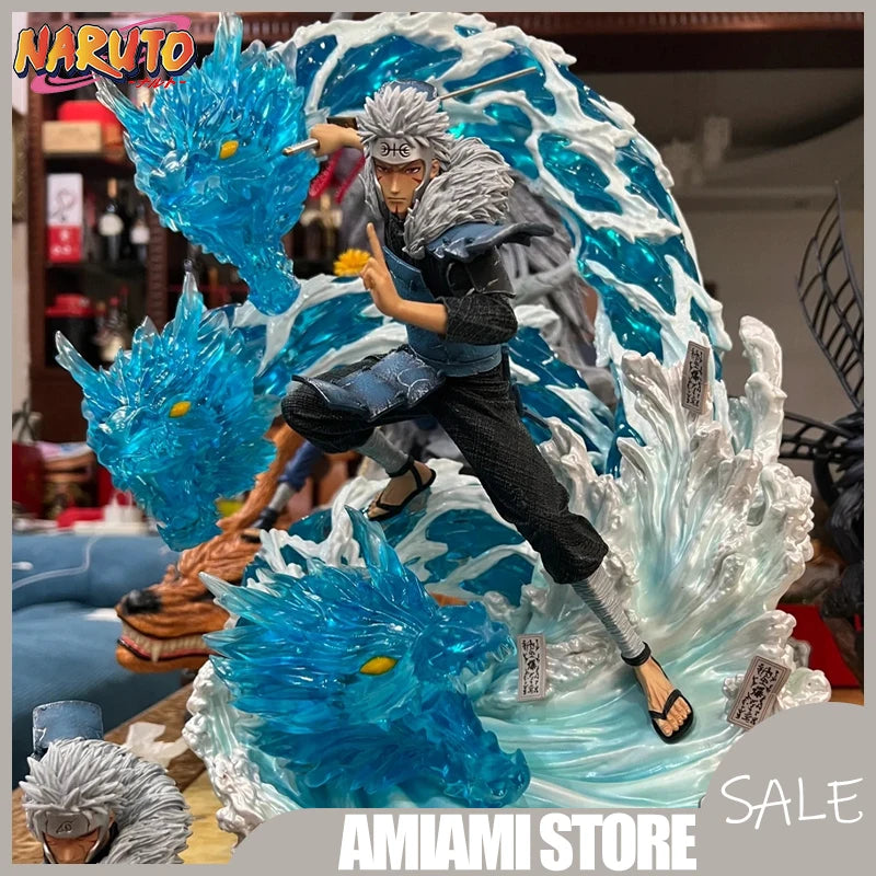 48cm Naruto Tobirama Senju Water Dragon Jutsu Scene GK Statue Large CS Style Anime Model Epic Collectible Diorama for Display