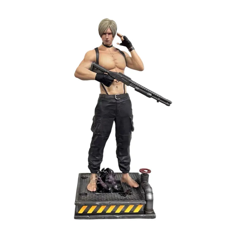32cm Resident Evil Leon S. Kennedy Zombie Hunter Statue - Game Character Figure, Premium Collectible Desktop Model
