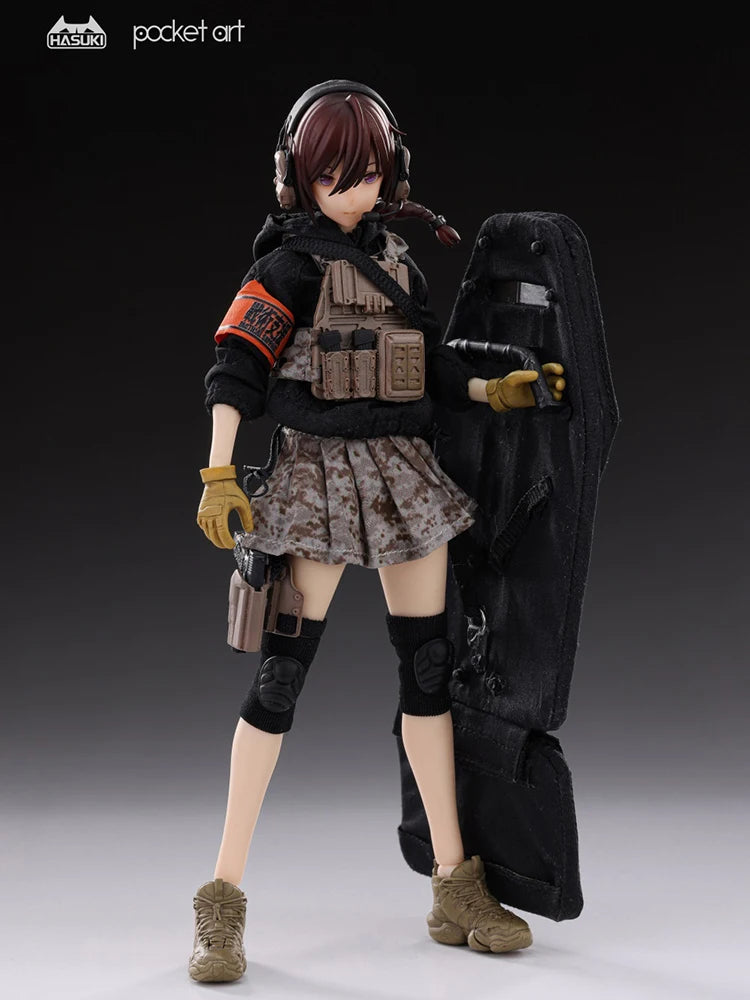HASUKI Series Pocket Art PA004 1/12 Heavy Shield Holder Guardian Uzukirei Action Figure Movable Delicate 6" Female Soldier Doll