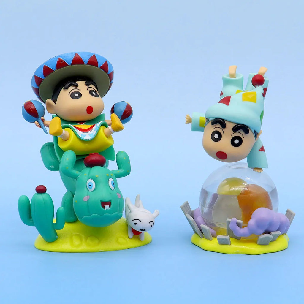 8pcs/set 10CM New Anime Crayon Shin-chan Cos series scenes Q Version kawaii Action Figure PVC Model Toys doll collect Gifts