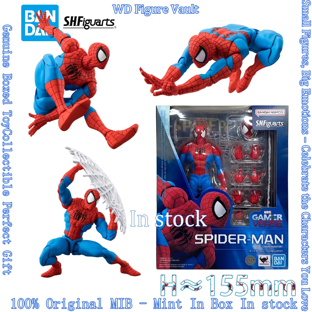 Bandai S.H.Figuarts Marvel Spider-Man Gamerverse Action Figure 155Mm ABS PVC Toy with Web Shield Spider-Sense Effects In Stock