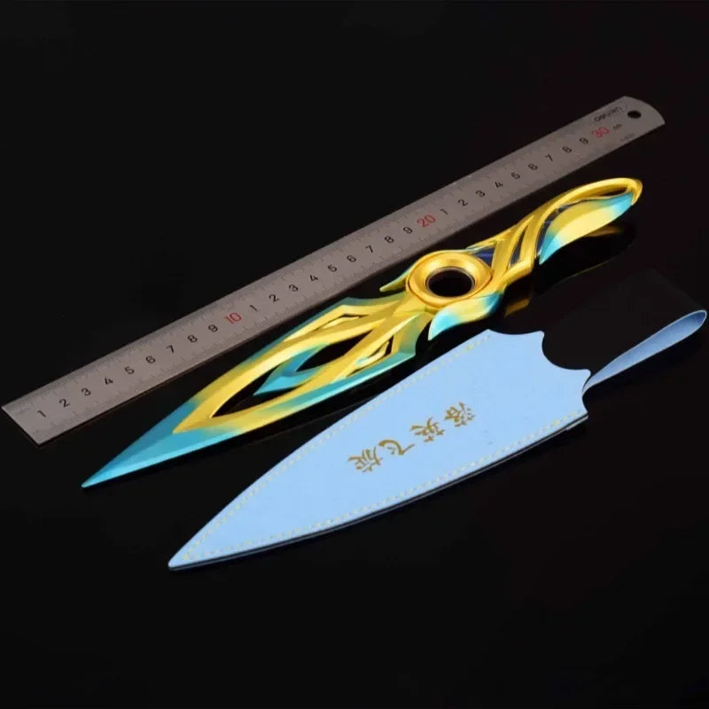 30cm Mystbloom Kunai Valorant Knife Blue Colorful Version Peripheral Melee Metal Swords Weapon Model Game Collect Ornaments Toys