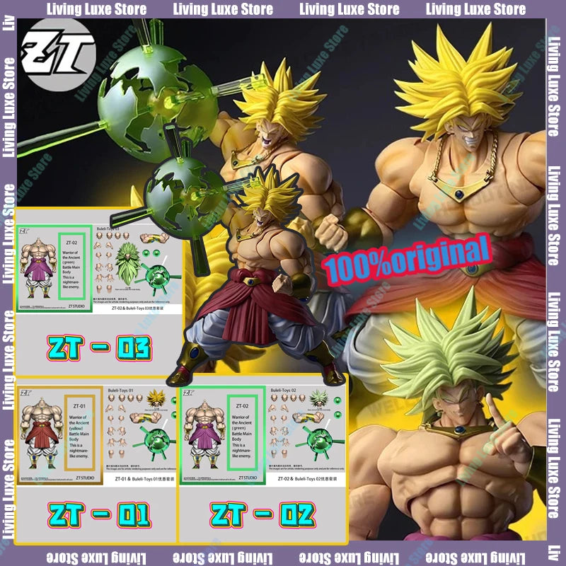 ZT Studio Figure Dragon Ball SSJ3 Broly Figurine SHF Large Special Effects Accessories Kit Action Figure Collectible Model Toy