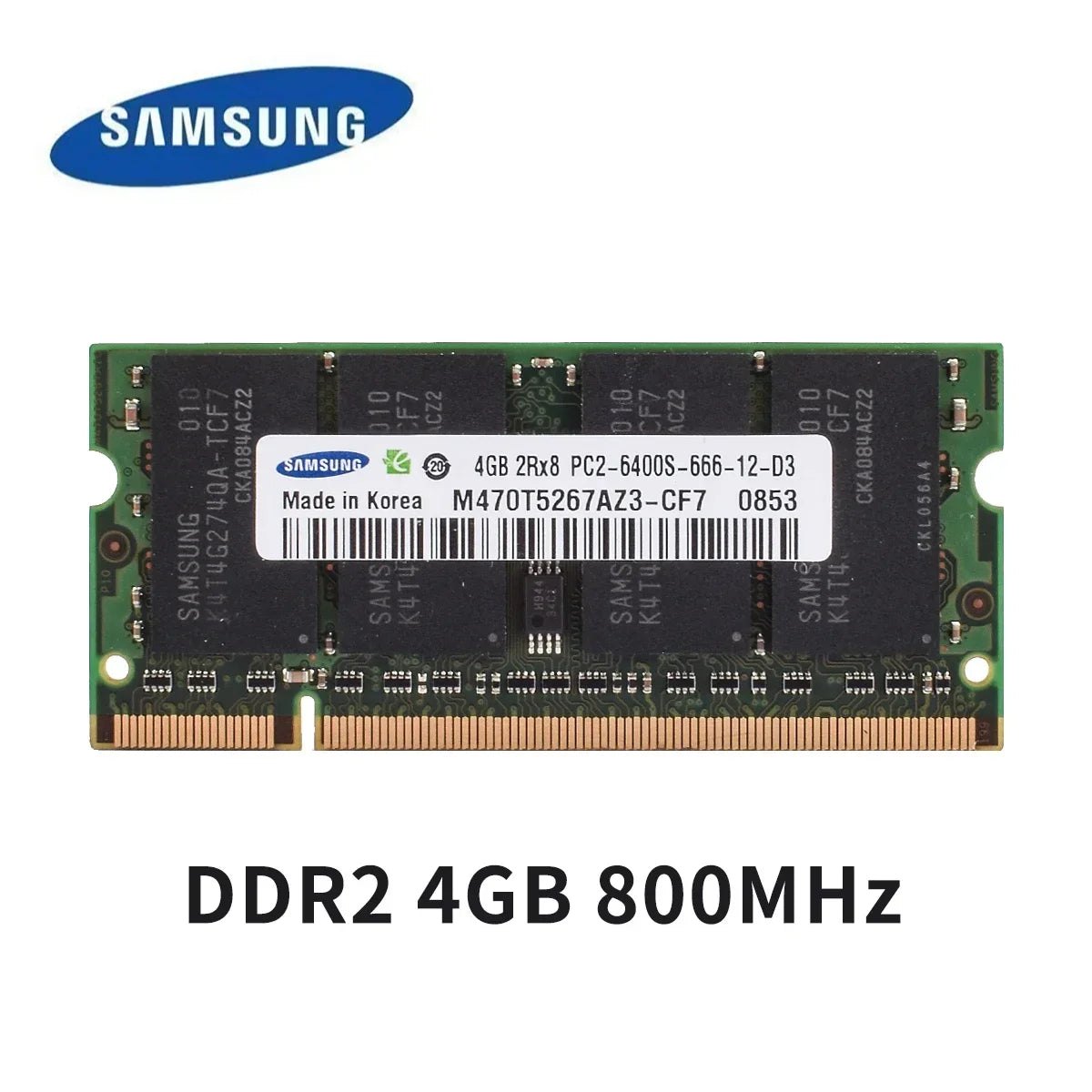 Samsung DDR2 DDR3 Ram Laptop Memory 2GB 4GB 8GB SODIMM  RAM 667 800 1066 1600 1866MHz High Performance Non ECC Unbuffered Memory