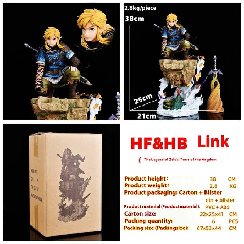 In Stock 38cm The LegenOf Zlda Game Figure Link Figurine Gk Pvc Statue Collectible Model Desktop Ornament Toy Custom Toys