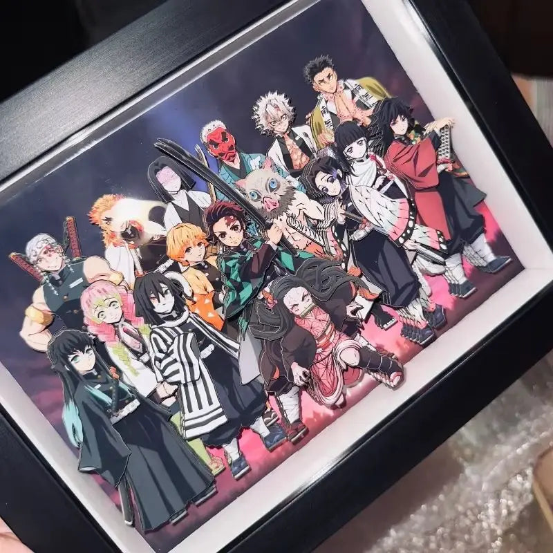 New Goods Anime Demon Slayer Kamado Tanjirou Kanroji Mitsuri Cosplay 3d Stereograph Cartoon Layout Photo Frame Decorative Gifts