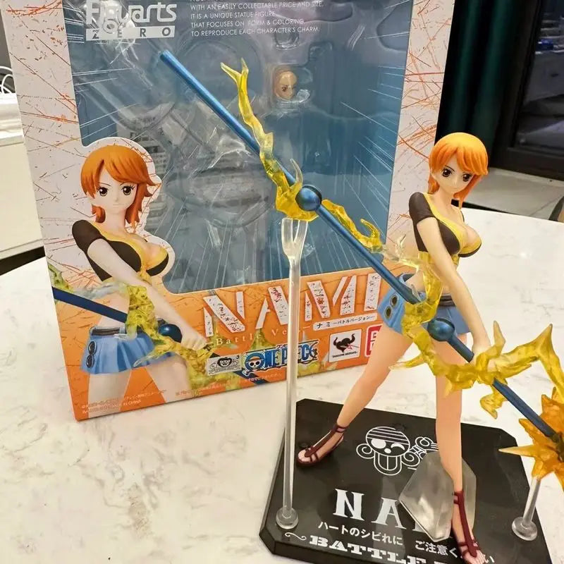 Original Bandai Figuarts Zero One Piece Nami Battle Ver. Cool Style Action Figure Model Desktop Ornaments Birthday Gifts