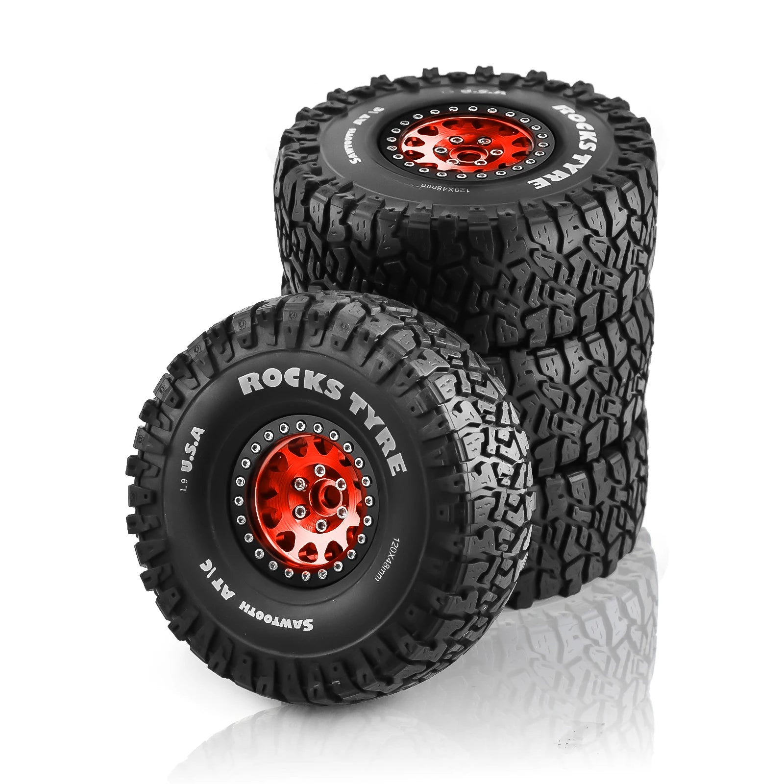 4PCS 1,9 Zoll Beadlock Rad Felgen &amp; Gummi Reifen für 1/10 RC Rock Crawler Axial SCX10 RR10 AX10 Wraith 90048 90018 KM2