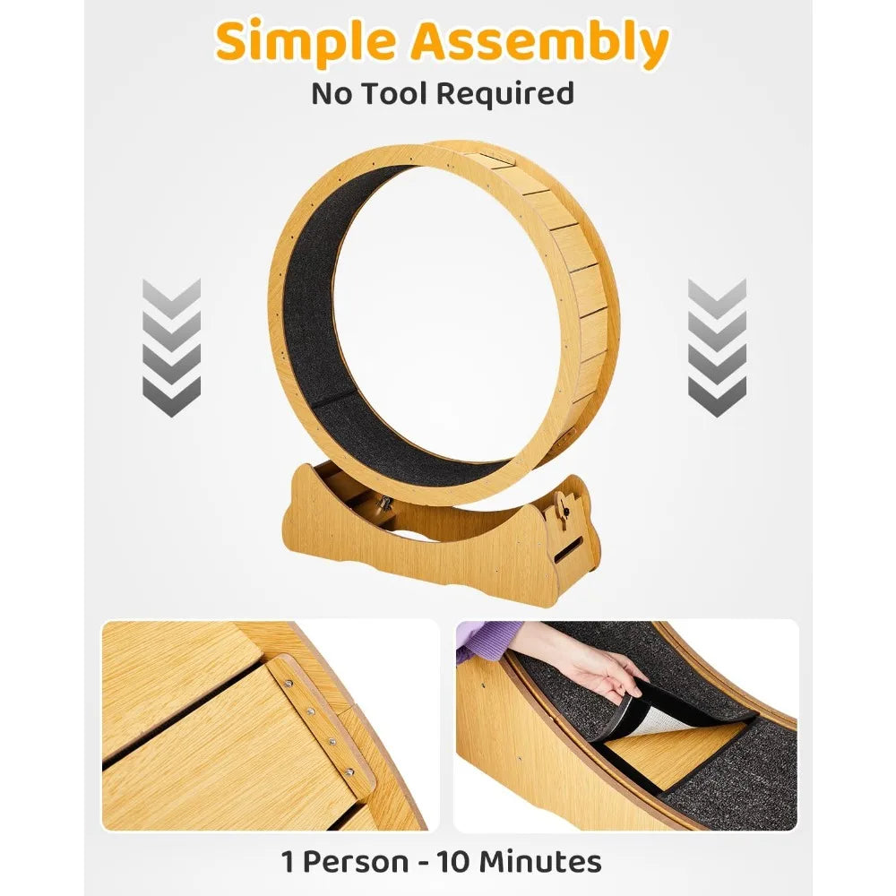 Cat Exercise Wheel for Quiet Running Indoor Use, 43.3" Cat Treadmill with Detachable Carpet, Cats Exerciser Helps Cats