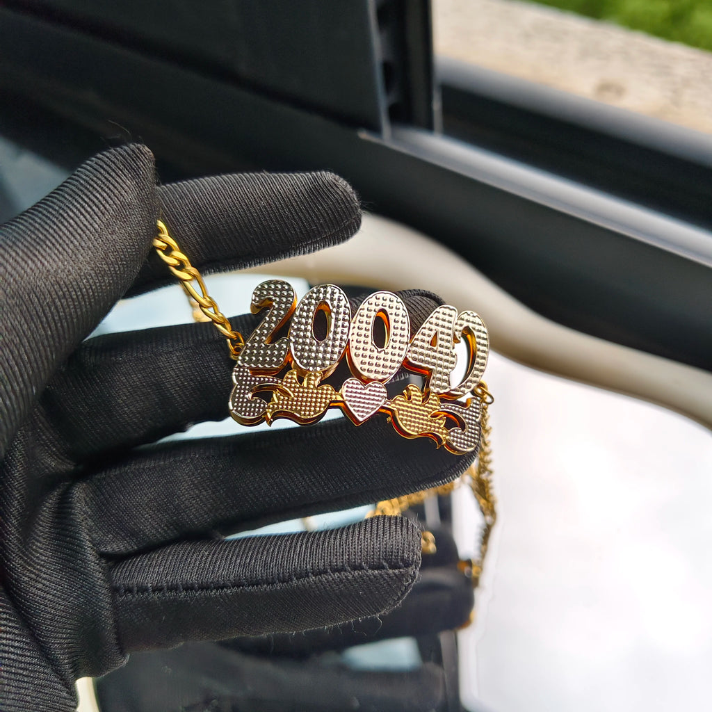 DHQH Personalisiertes Namensarmband mit zweilagigem Namensschild, personalisiertes Buchstaben-3D-Namensschild-Armband, Valentinstags-Souvenir für Sie