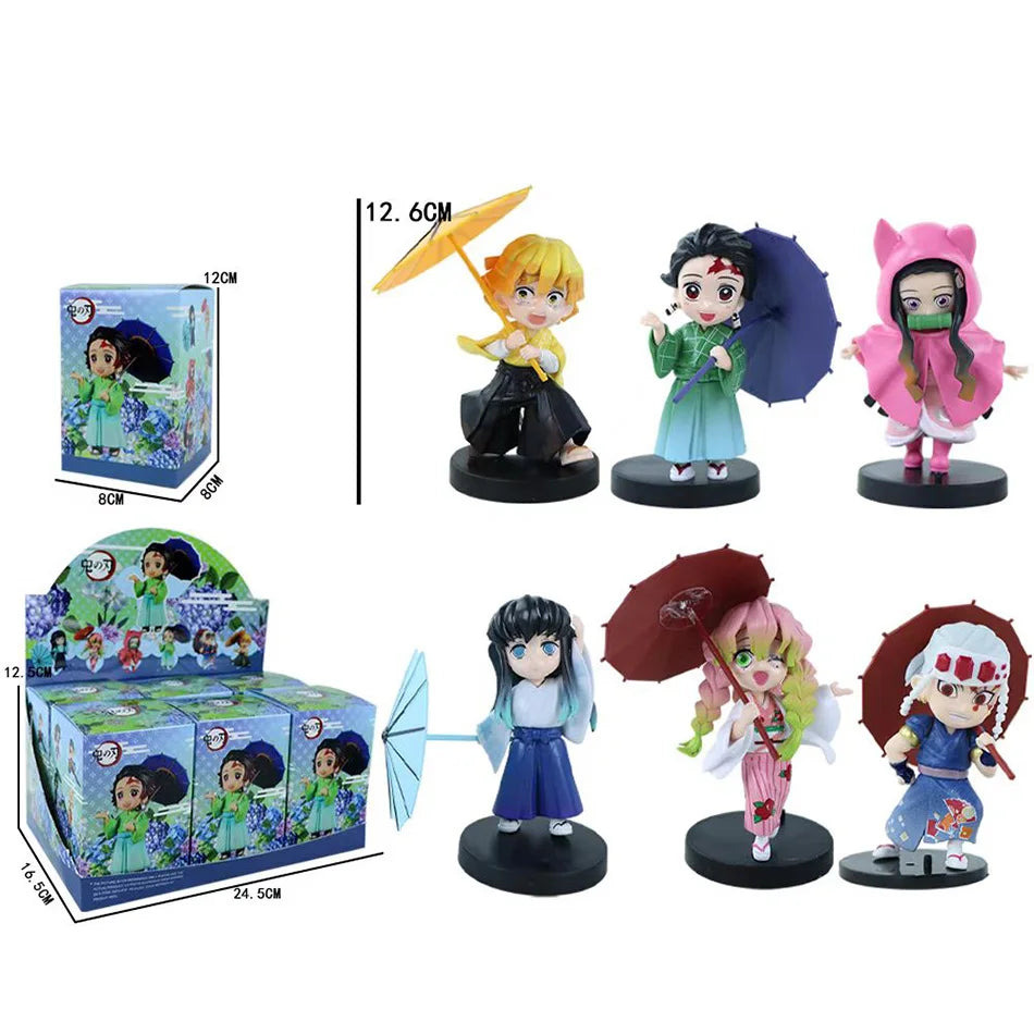 Demon Slayer Tanjiro Kamado Nezuko Anime Cartoon Figure Blind Box Creative Personalized Statue Model Ornament Surprise Gifts Box