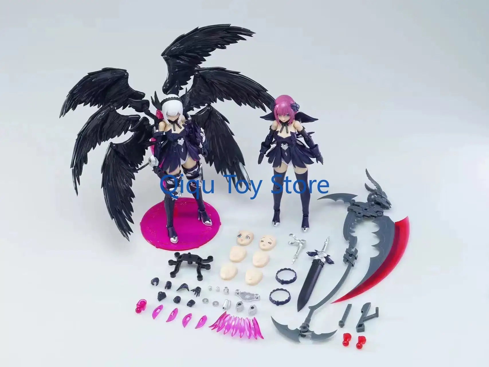 Fengyu, six-winged black angel, assembly model, with double body, with bracket