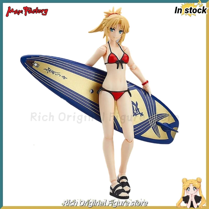 【На склад】Оригинална Max Factory Figma#EX-062 Fate / Grand Order Mordred Rider Swimsuit Версия. Аниме 1/12 екшън фигурка Модели играчки
