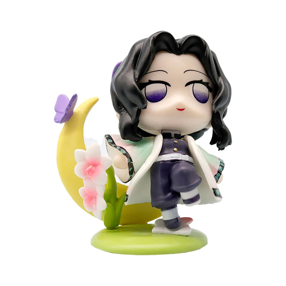 Anime 6Pcs/Set Q Version Demon Slayer Figurine  Boxed Model Ornament Accessory Cartoon Movability Kits Mascot Kid Toy Gift