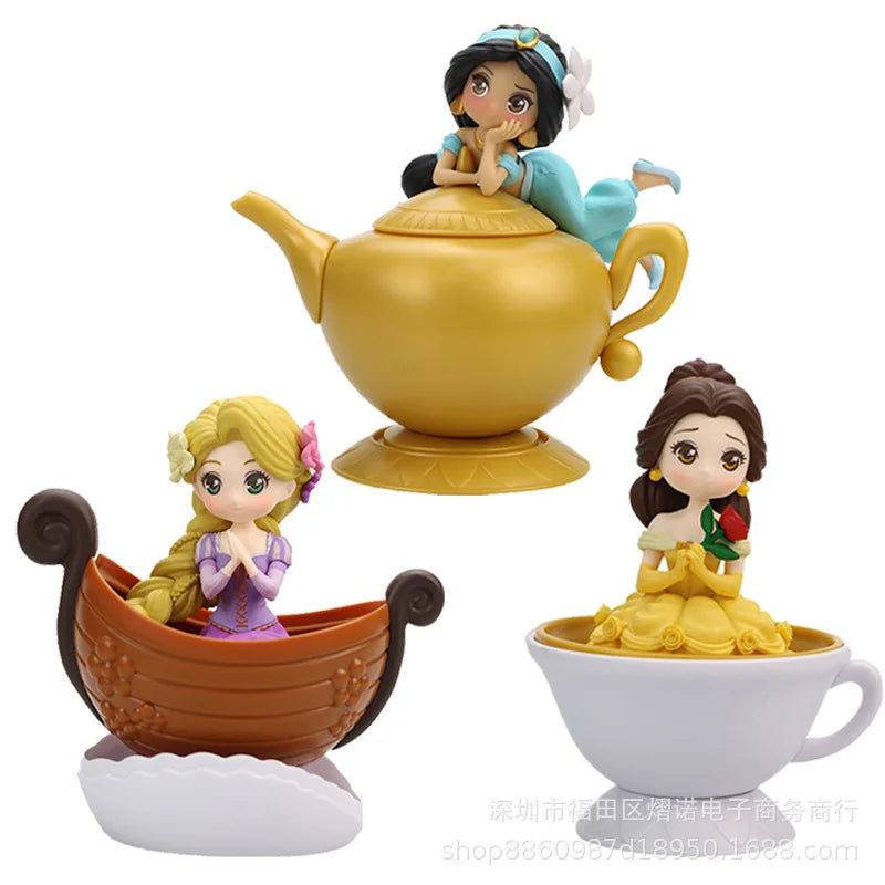 3pcs/set Creative Disney Princess Snow White Ariel Jasmine Cinderella Rapunzel Action Figure Toys Dolls Gift For Kids Girls