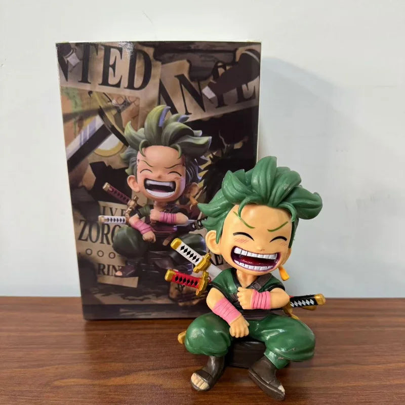 13cm Anime Figure One Piece Monkey D Luffy Roronoa Zoro Kawaii Toys Q Figural Nendoroid Car Decoration PVC Model Gift