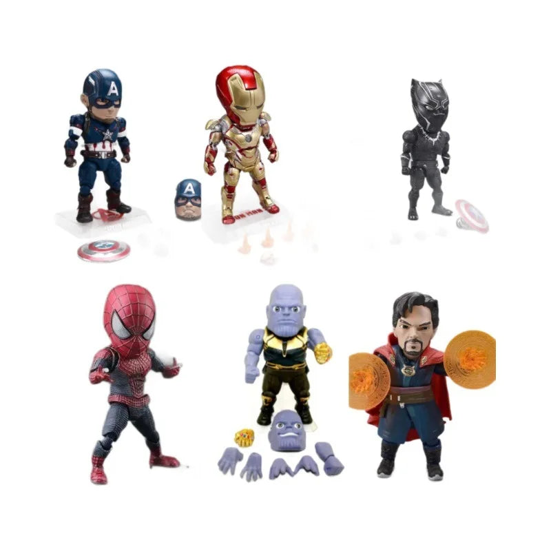 Avengers Captain America Doctor Strange Iron Man Thanos Black Panther Q-Version Mobile Figurine Model Toys For Kids Gift