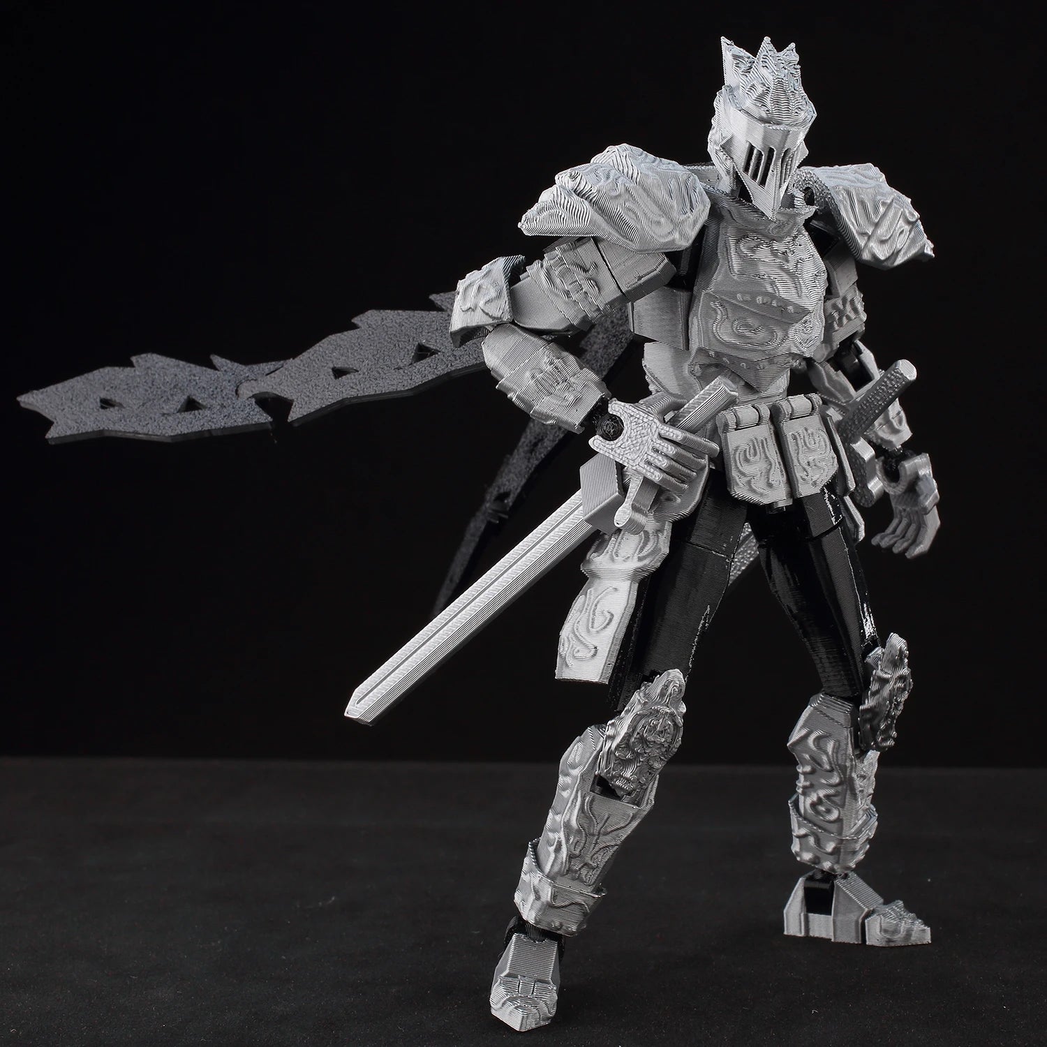 9L3D Lucky13 Silver Armor Knight Action Figure Dummy13 with TripleWeapon T13 Multi-Jointed 3D Printed Collectible Toy Titan13