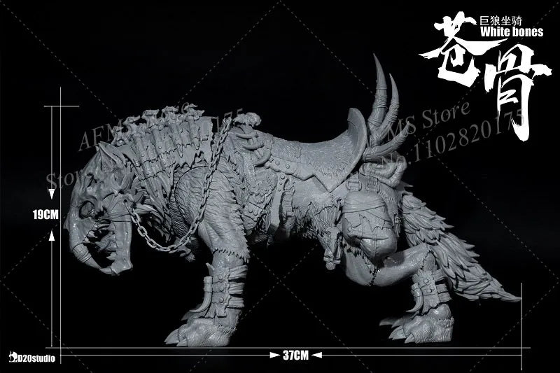 D20 Studio 37Cm 1/12 Scale Collectible Figure Wolf Orc Mounts Giant Wolf Mount White Bone Movable Wolf For 6" 7 "Action Figure
