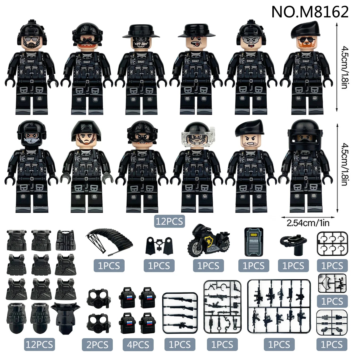 Shield ghost swat humanoid dolls, building blocks, digital action figures assembled toys reptile children's educational toys