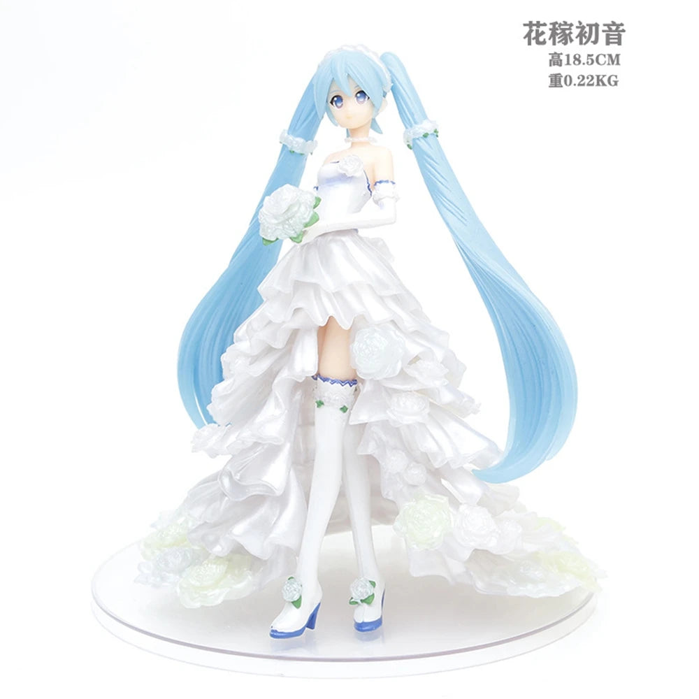 20CM Anime Hatsune Miku Figure 1/7 Wedding Dress Ver Flower Wedding Model Toy Gift Collection Action Figure PVC