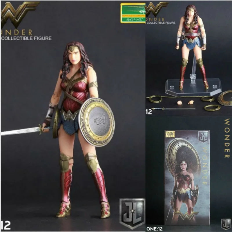 Bandai Super Hero Wonder Woman anime joint can move Action Figure Collectible Model Toy 6inch 15cm color box Doll ornaments