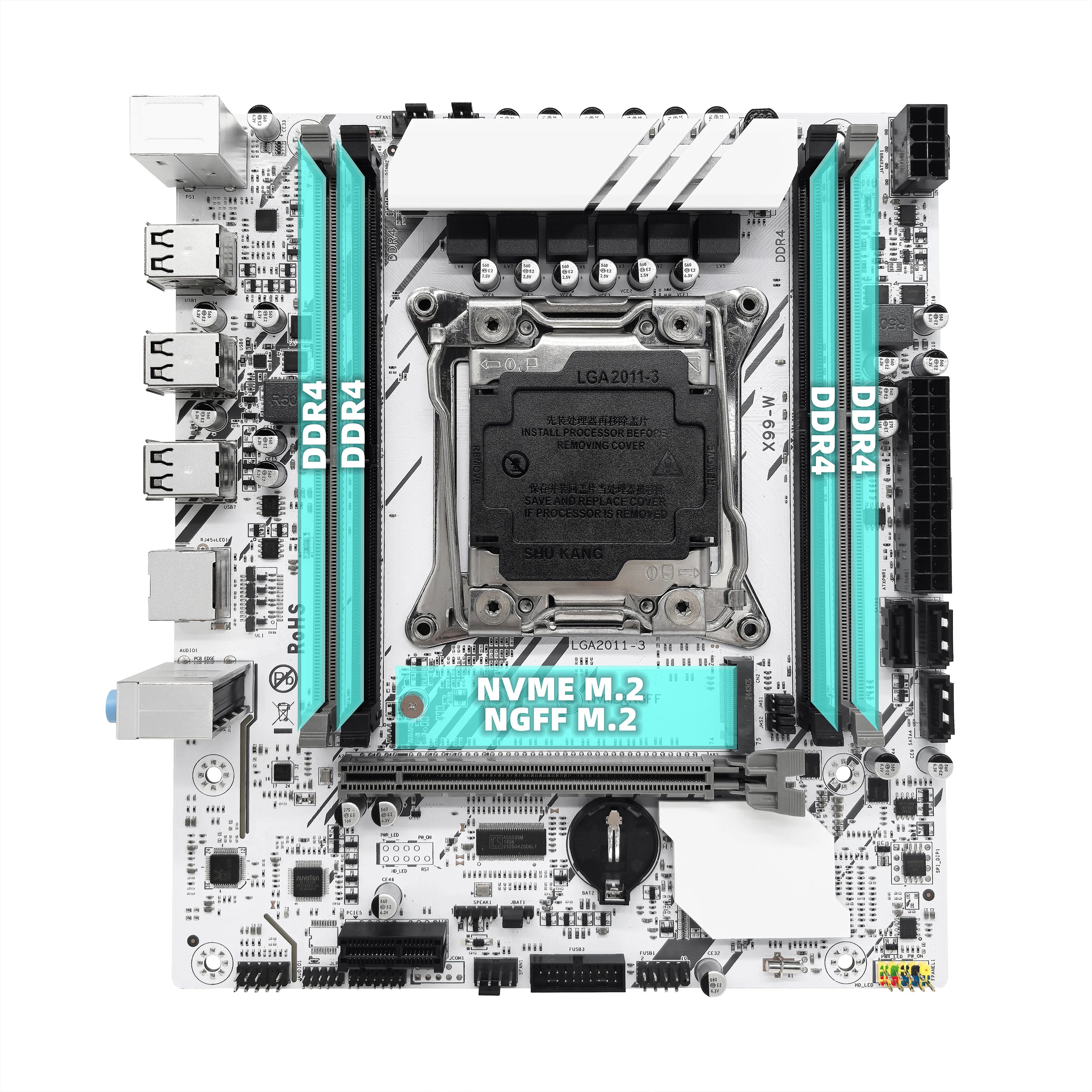 ZSUS X99 Motherboard Set Kit With LGA2011-3 Xeon E5 2670 V3 CPU DDR4 16GB (1*16GB) 2133MHZ RAM Memory NVME M.2 SATA