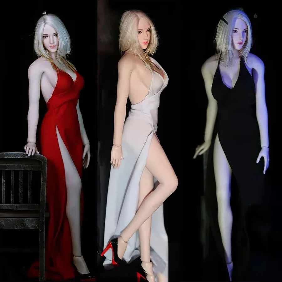IN STOCK JIAOU DOLL 1/6 Scale Female Long Evening Dress High Heel Shoes Clothes for 12 Inches TBLeague Action Figrues