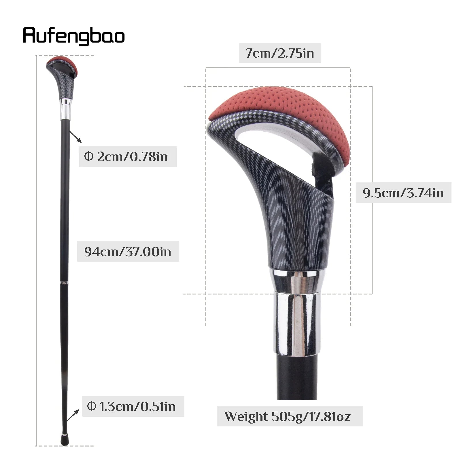 Rot Schwarz Leder Silber Spazierstock Mode Dekorativer Gehstock Gentleman Eleganter Cosplay Spazierstock Crosier 94cm