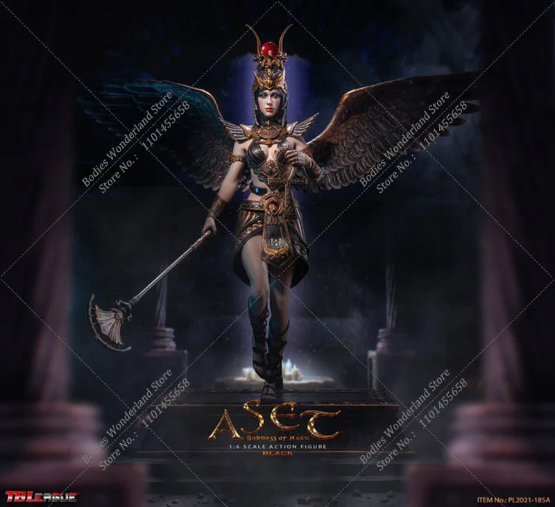 PL2021-185 1/6 Scale Black/Gold Color Aset Goddess of Magic Figure with Big Wing Full Set Female Action Figure Model