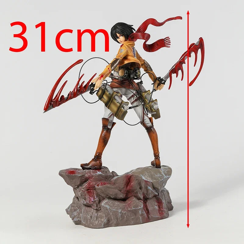 Mikasa Levi Ackerman Battle Damage Ver PVC Anime Figure Collectible Statue Doll Model Gift Toy Decor