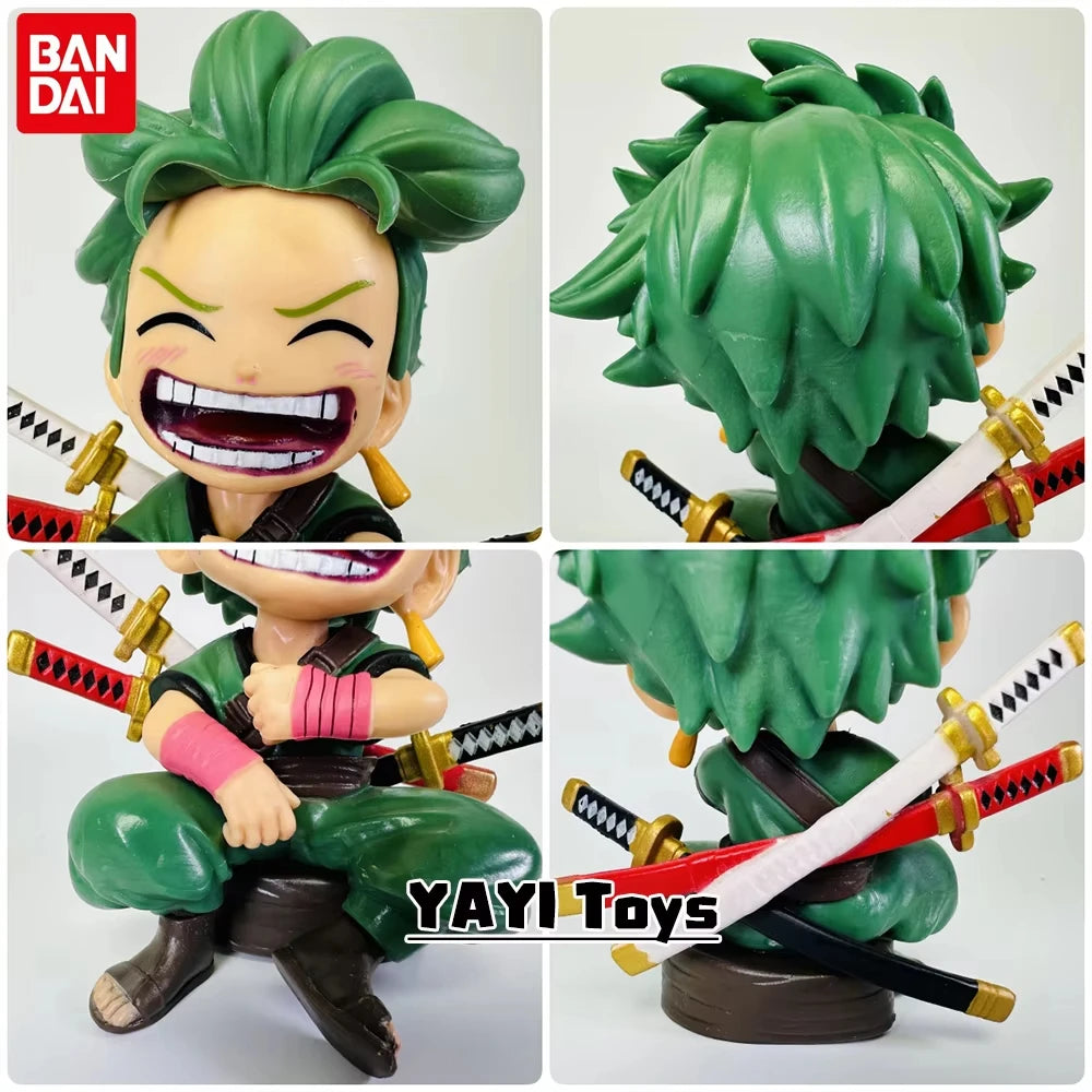 One Piece Anime Figure Sitting Laughing Luffy Action Figures Kawaii Sanji Zoro Figurine Collection Toys Doll Gift Model