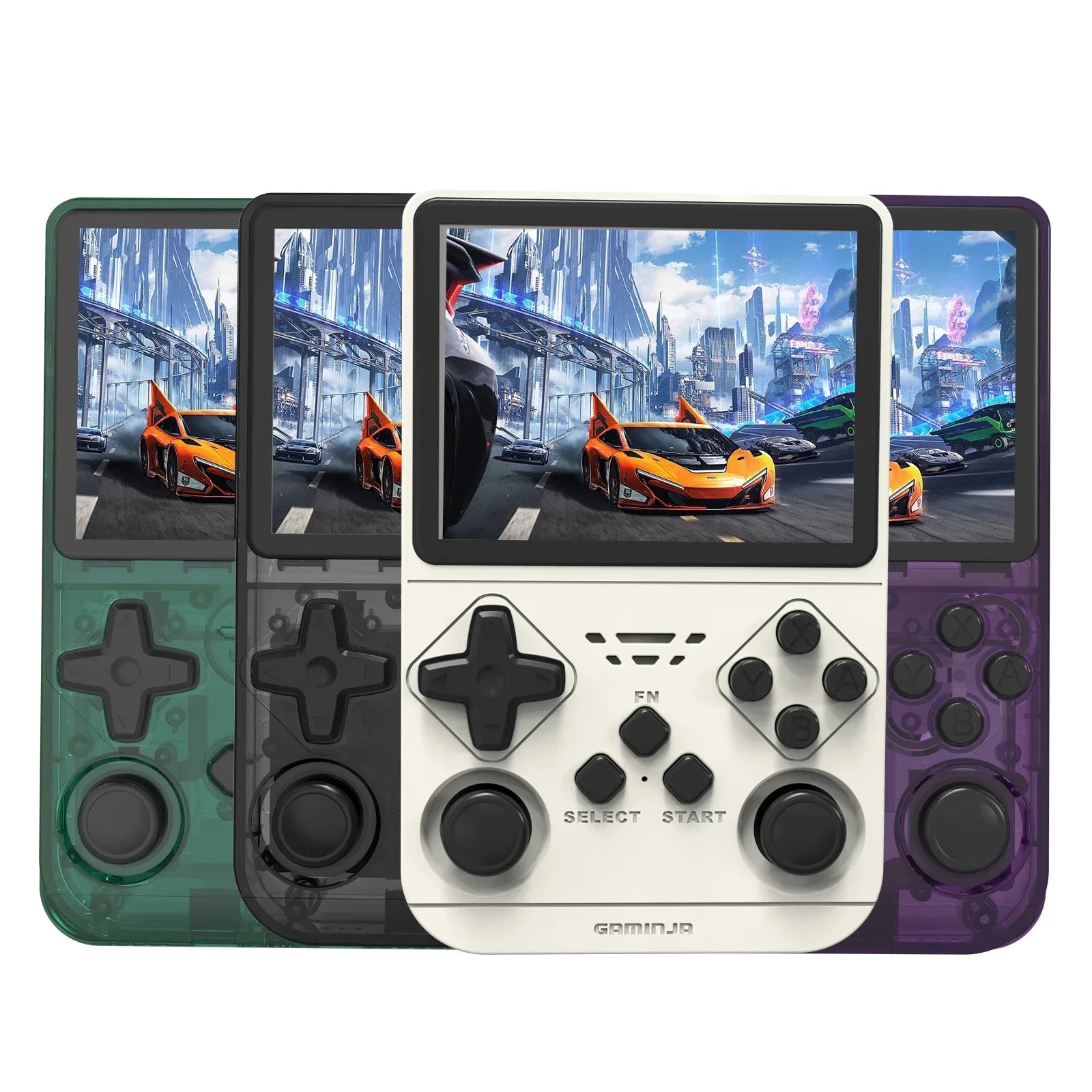 GAMINJA New Open Source Retro Handheld Video Game Console Buit in 64GB Card Emulator for PS1/PSP/DC/N64/SS 3.5 Inch IPS Screen