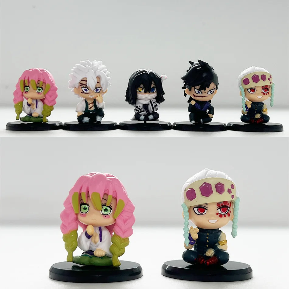 5 Style/Set Q Version Demon Slayer Sitting Ghost Doll Tanjiro Nidouzi Inosuke Zenizu Figure Action Figure Movie Model Toys Doll