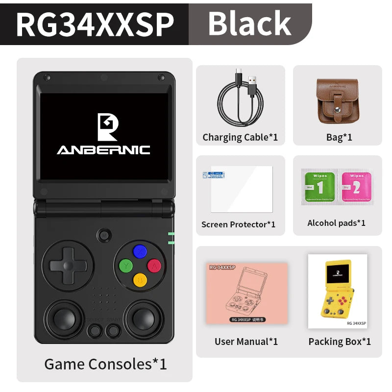 Anbernic RG34XXSP Flip-Handheld-Spielekonsole 3,4-Zoll-IPS-Bildschirm Linux 64-Bit 3300 mAh WIFI Zusammenklappbarer Retro-Video-Gaming-Player