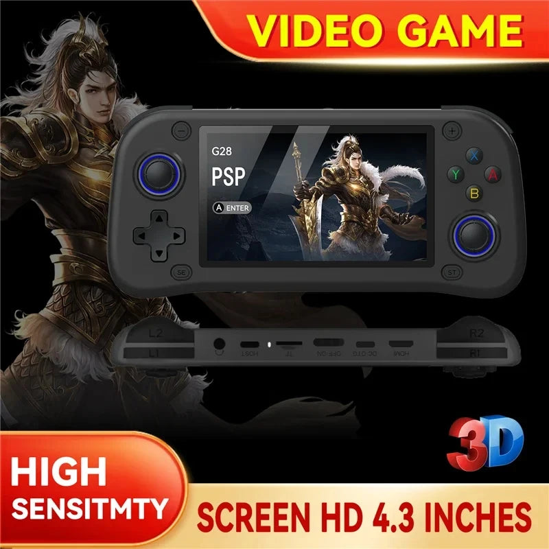 NEW G28 Retro Handheld Game Console Joystick 4.3 Inch HD IPS Screen Portable Pocket Video Player R36s 64GB 128GB Games Kid Gift