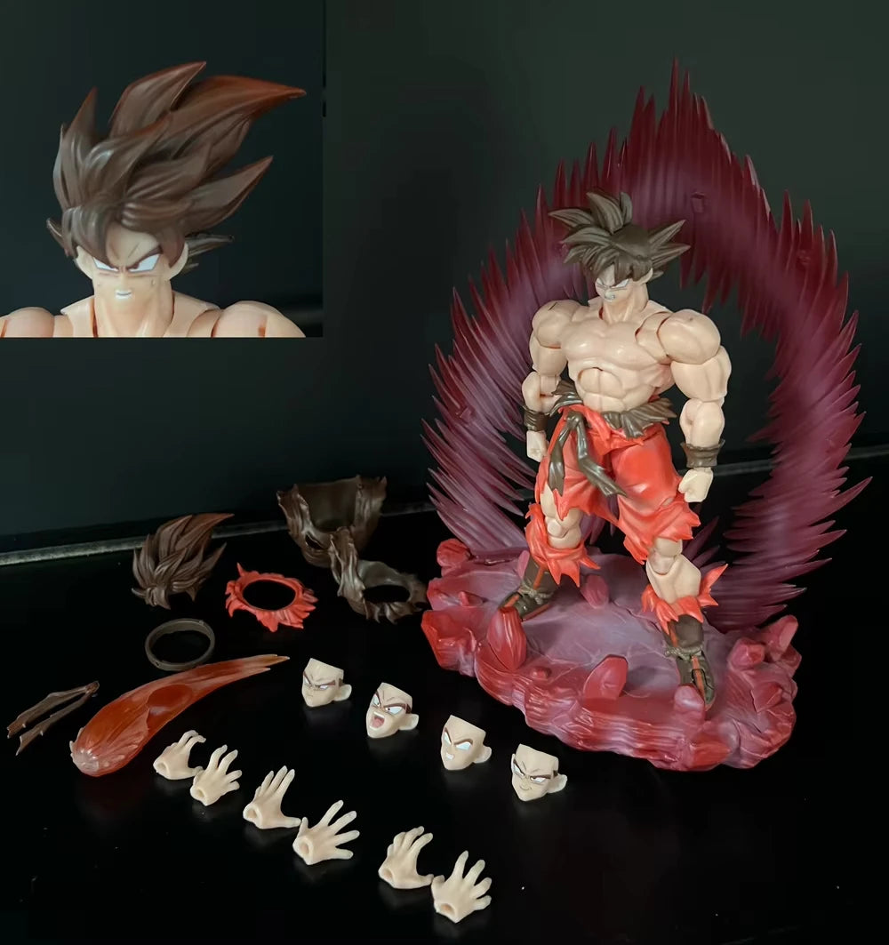 In Stock E&C Studio 1/12 Dragon Ball Z Shf Super Saiyan God Super Saiyan Son Goku Figure Kaio-Ken Anime Action Figures Toys Gift