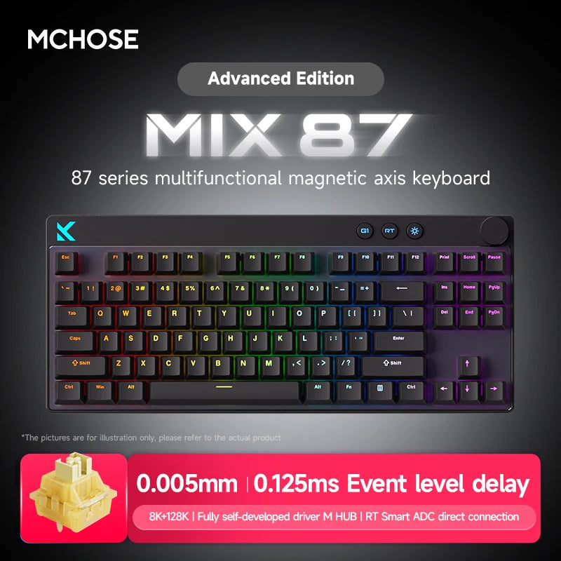 MCHOSE MIX87 Magnetic Swtich Keyboard Wired Gaming Keyboard 8K+256K Esport 0.08ms Low Latency E-Sports Custom Gamer Accessories
